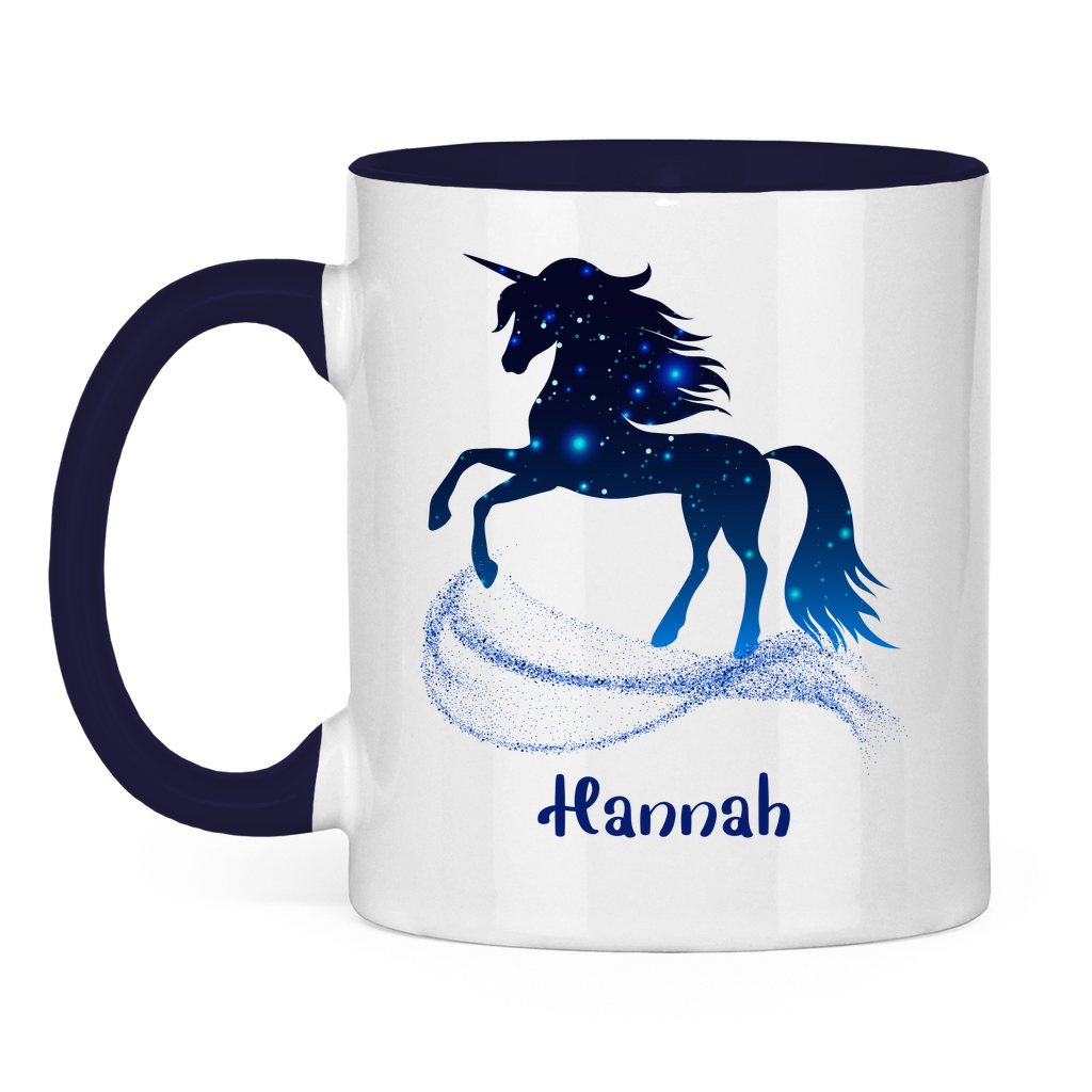 Tasse zweifarbig Einhorn personalisiert mit Wunschname Geschenk Geburtstag