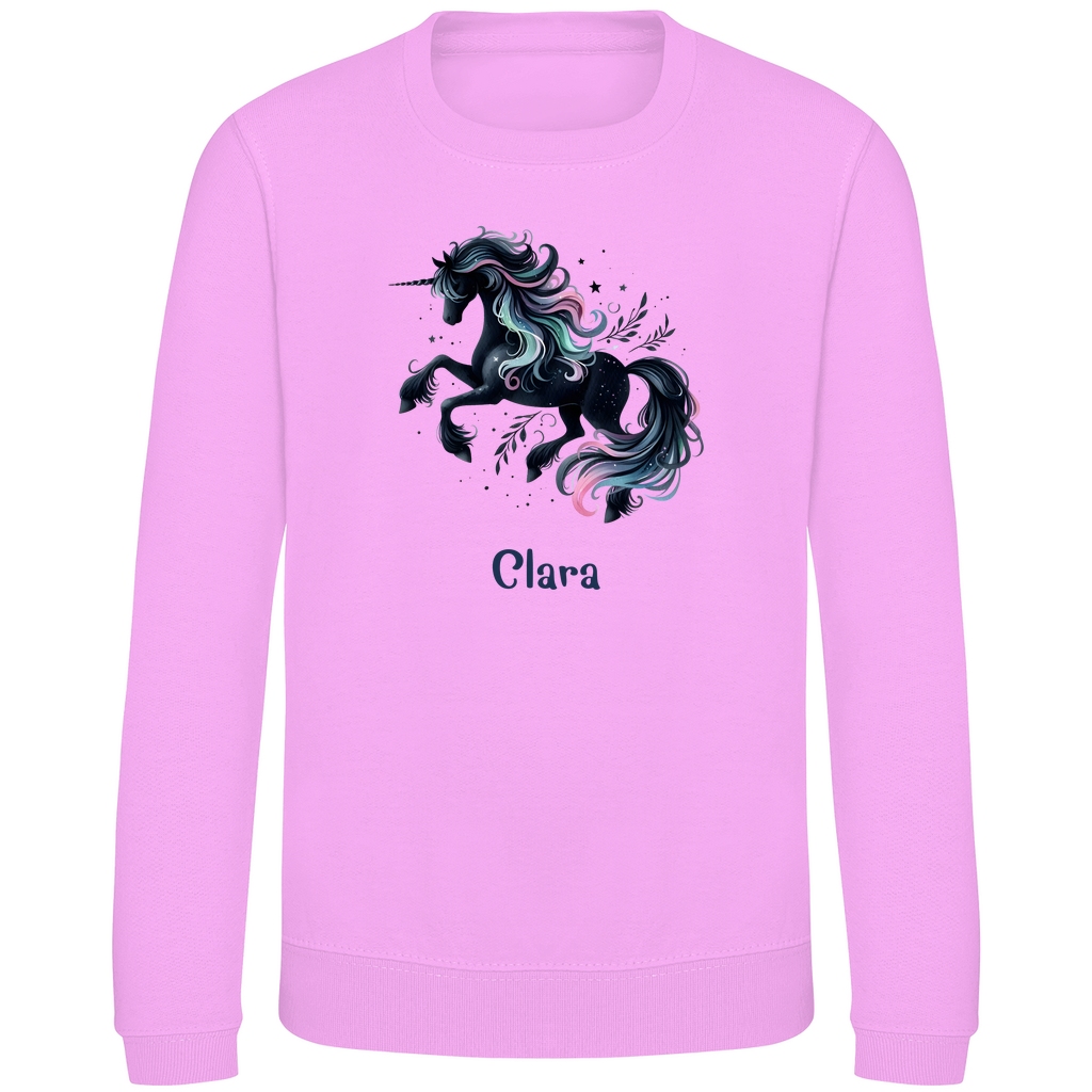 Kinder Sweatshirt Einhorn personalisiert mit Wunschname Geschenk Geburtstag