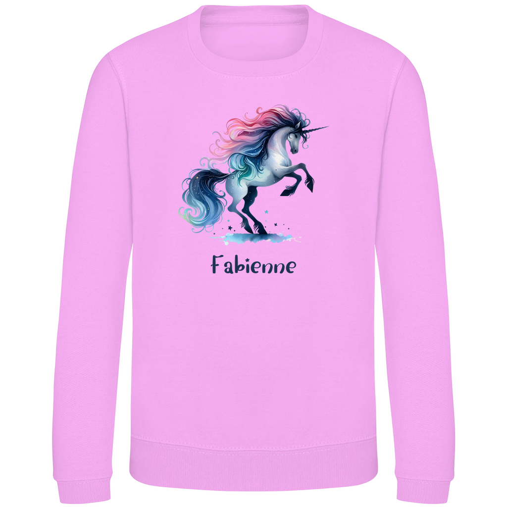 Kinder Sweatshirt Einhorn personalisiert mit Wunschname Geschenk Geburtstag