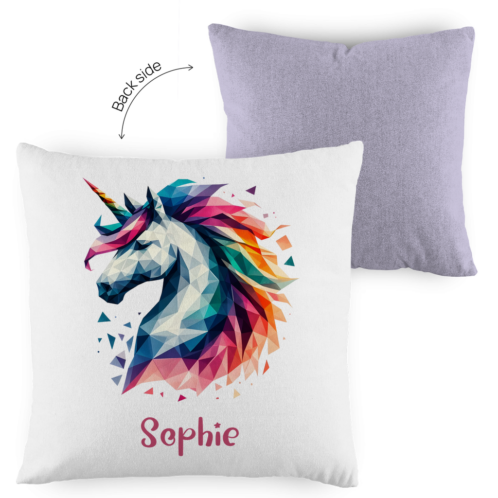 Kopfkissen Einhorn personalisiert mit Wunschname 40x40 cm mit Füllung zweifarbig