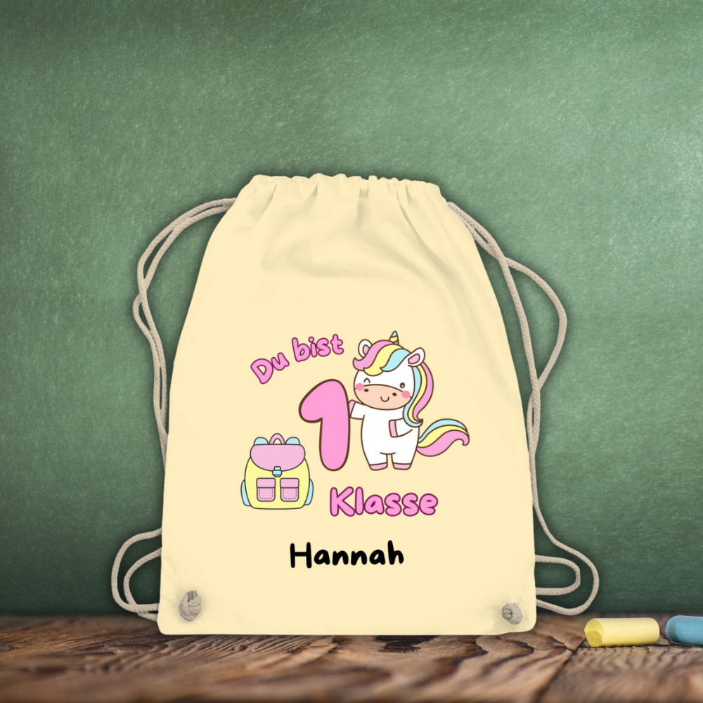 Sportbeutel Schule personalisiert Einhorn Mädchen Turnbeutel 37x46 cm