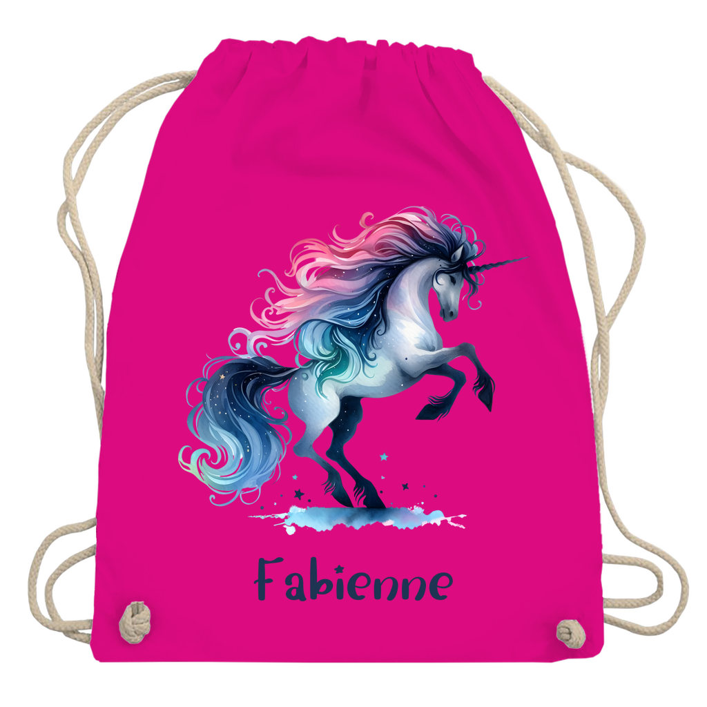 Turnbeutel Einhorn personalisiert mit Wunschname Geschenk Geburtstag