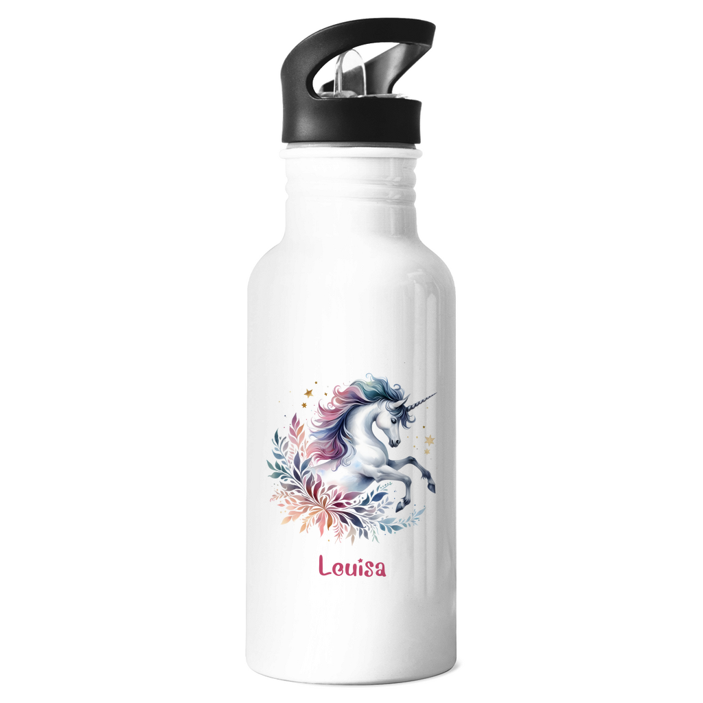 Edelstahl Trinkflasche Einhorn personalisiert mit Wunschname Geschenk Geburtstag
