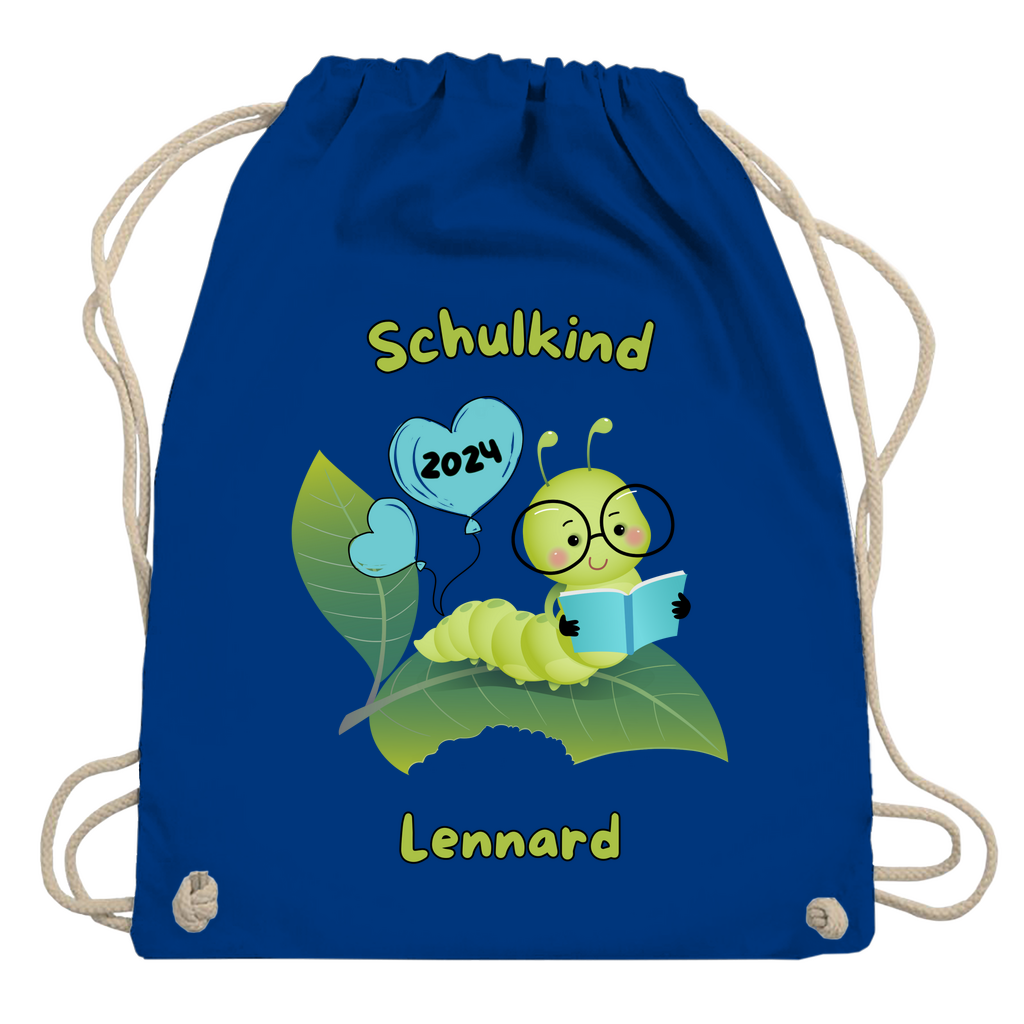 Sportbeutel Schule personalisiert Bücherwurm Mädchen Junge Turnbeutel 37x46 cm