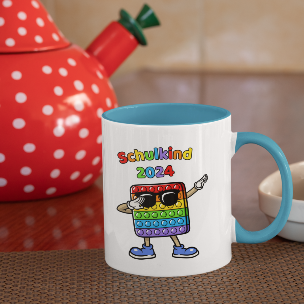 Tasse Schulanfang Pop it Schulkind 2024 Einschulung Junge Mädchen zweifarbig