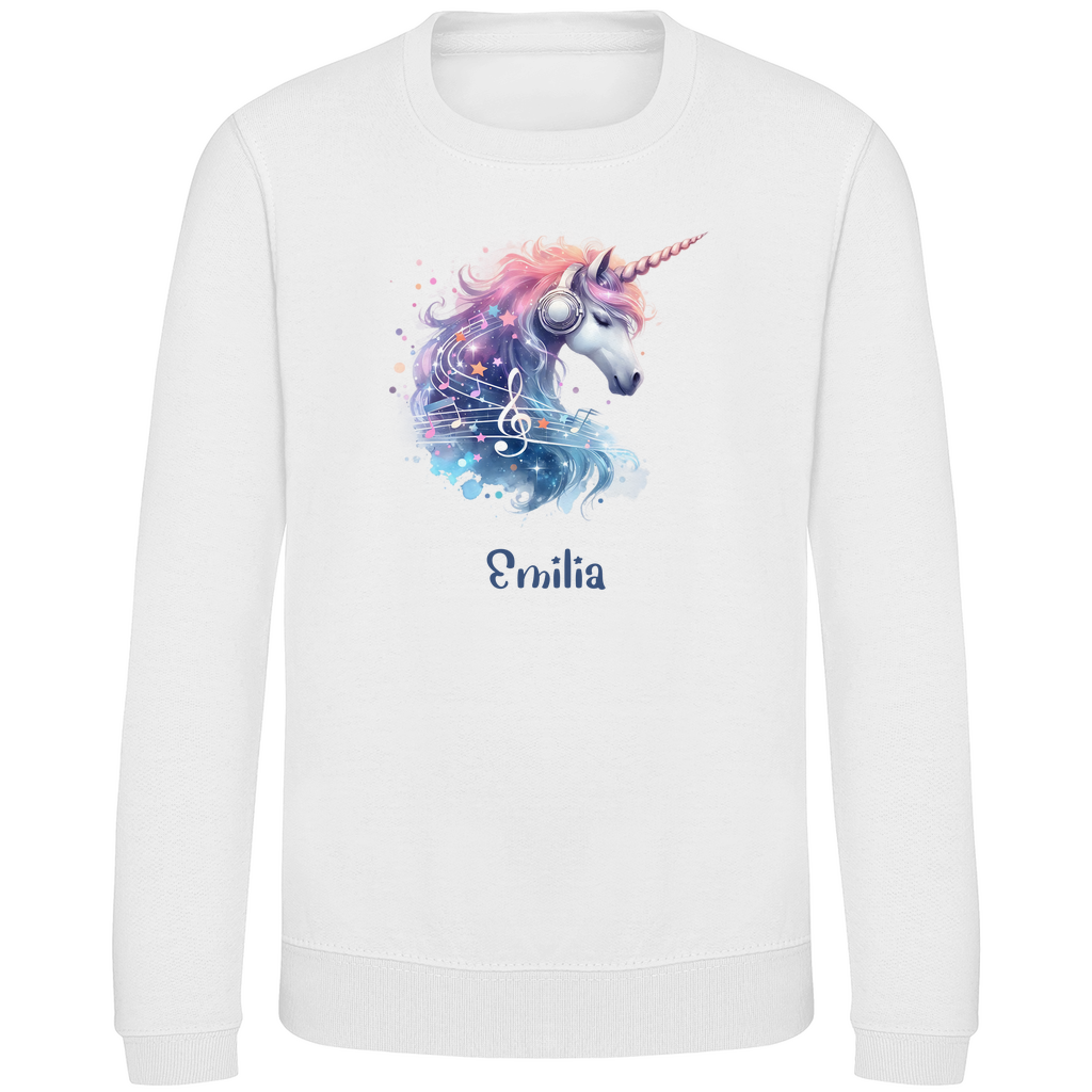 Kinder Sweatshirt Einhorn personalisiert mit Wunschname Geschenk Geburtstag