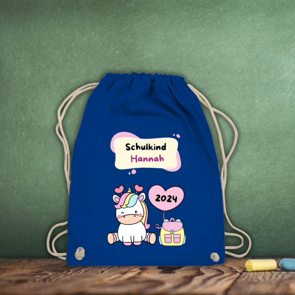 Sportbeutel Schule personalisiert Einhorn Mädchen Turnbeutel 37x46 cm