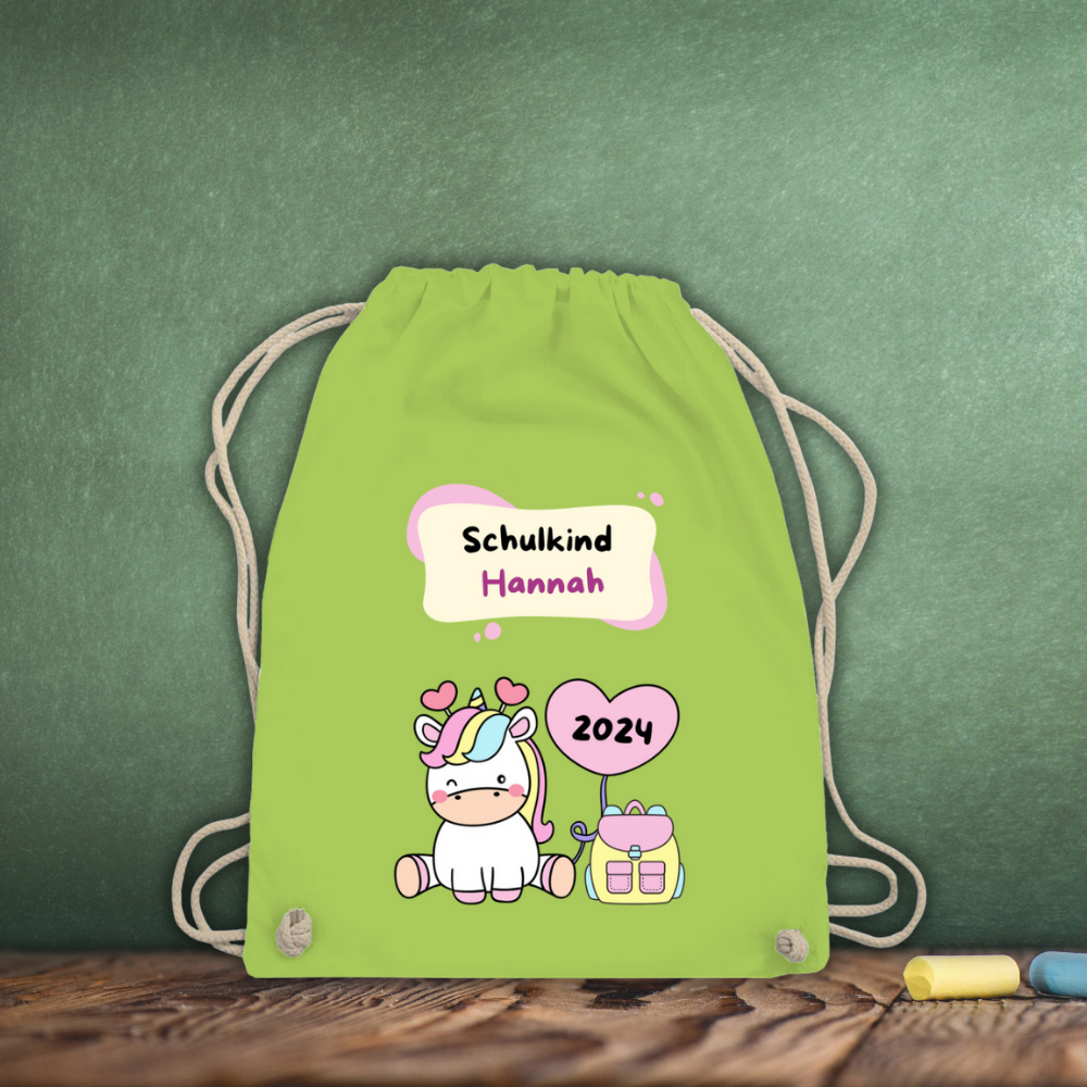 Sportbeutel Schule personalisiert Einhorn Mädchen Turnbeutel 37x46 cm