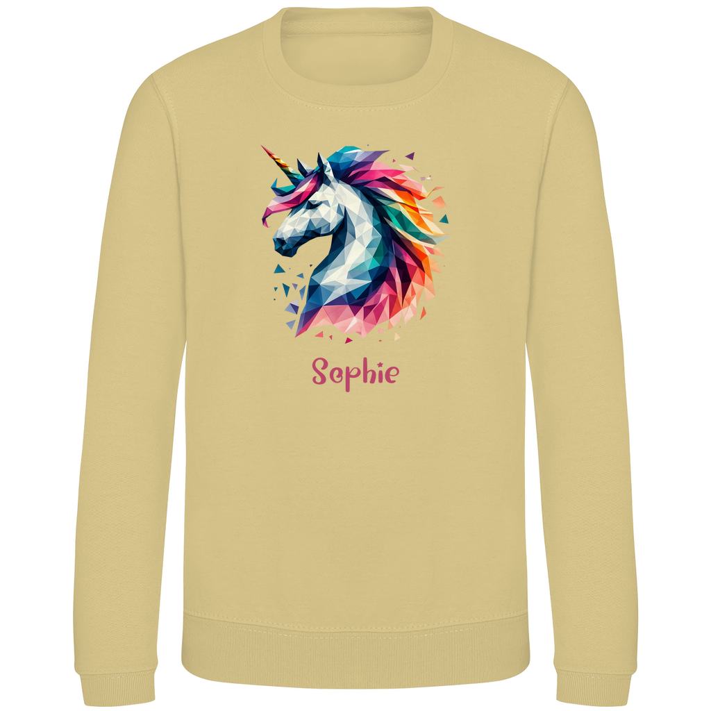 Kinder Sweatshirt Einhorn personalisiert mit Wunschname Geschenk Geburtstag