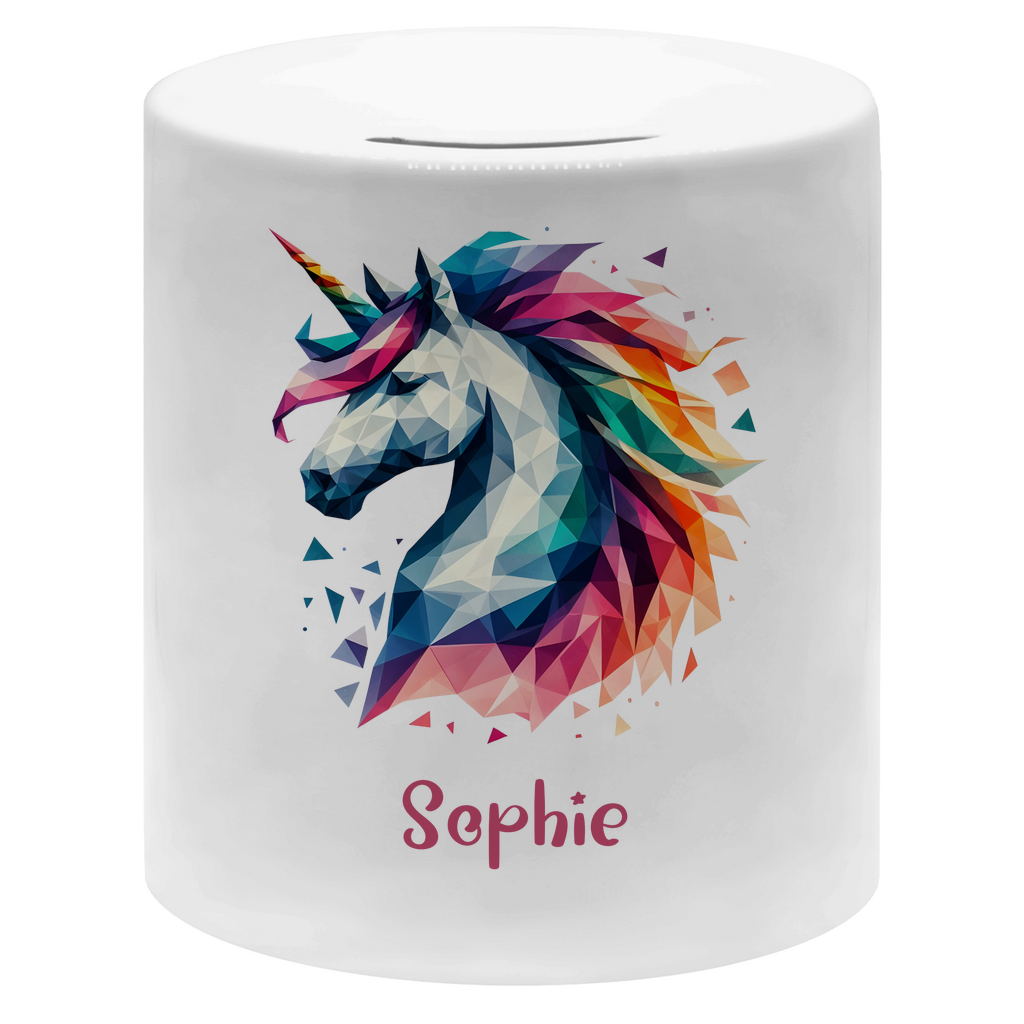 Spardose für Kinder Einhorn personalisiert mit Wunschname Geschenk Geburtstag