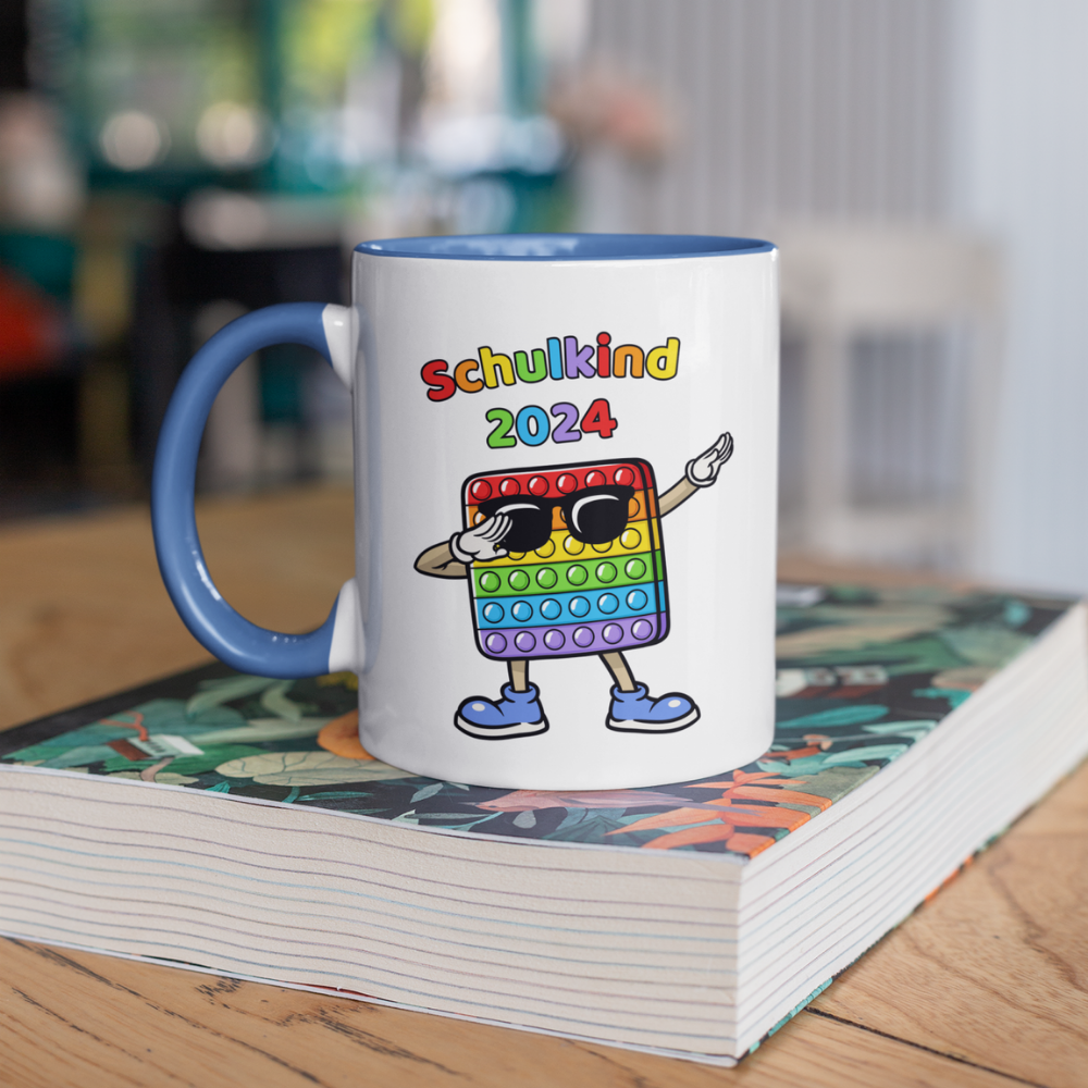 Tasse Schulanfang Pop it Schulkind 2024 Einschulung Junge Mädchen zweifarbig