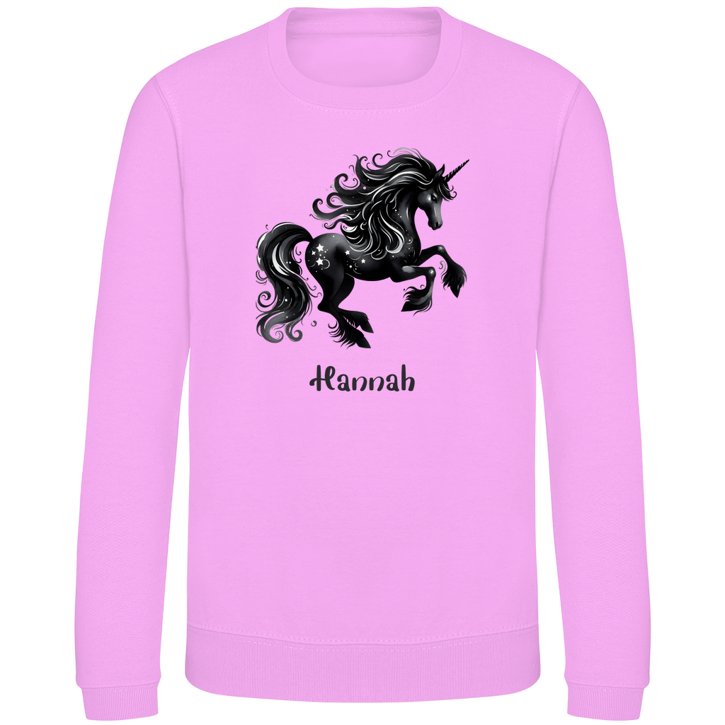 Kinder Sweatshirt Einhorn personalisiert mit Wunschname Geschenk Geburtstag