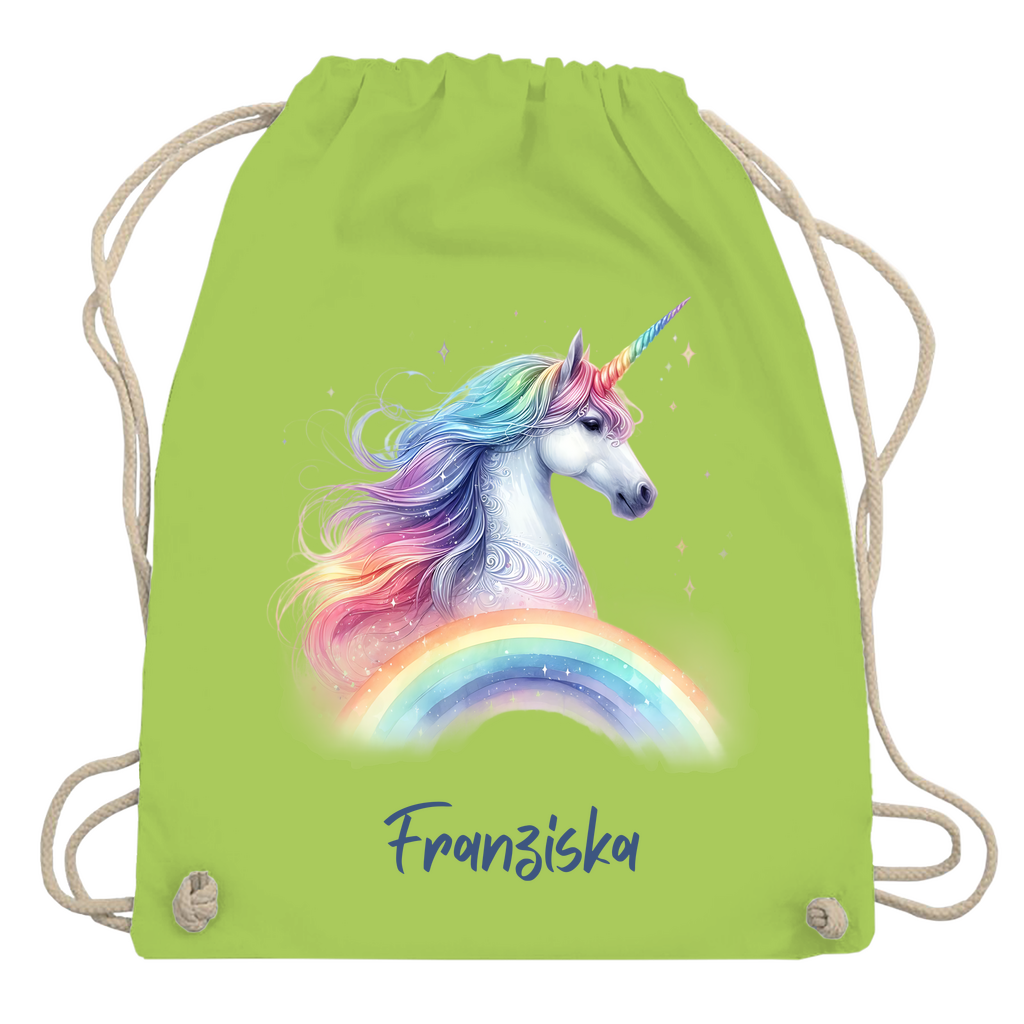Turnbeutel Einhorn personalisiert mit Wunschname Geschenk Geburtstag