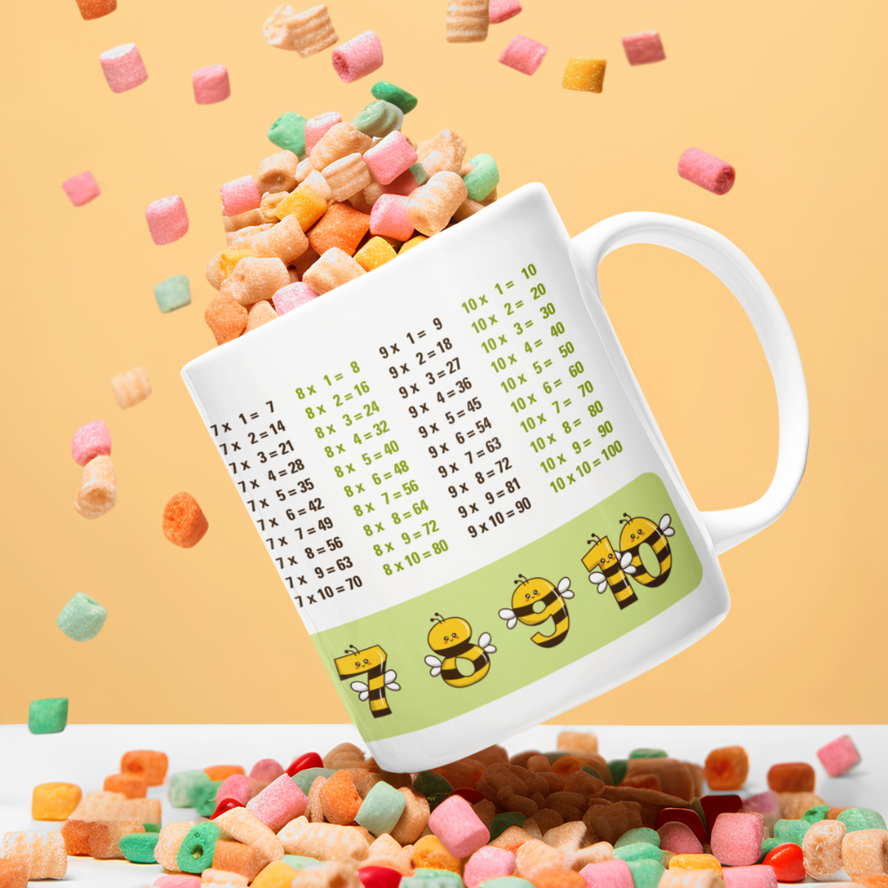 Lerntasse Mathe 1x1 Bienen Zahlen Tasse Lernhilfe Schulkind Junge Mädchen