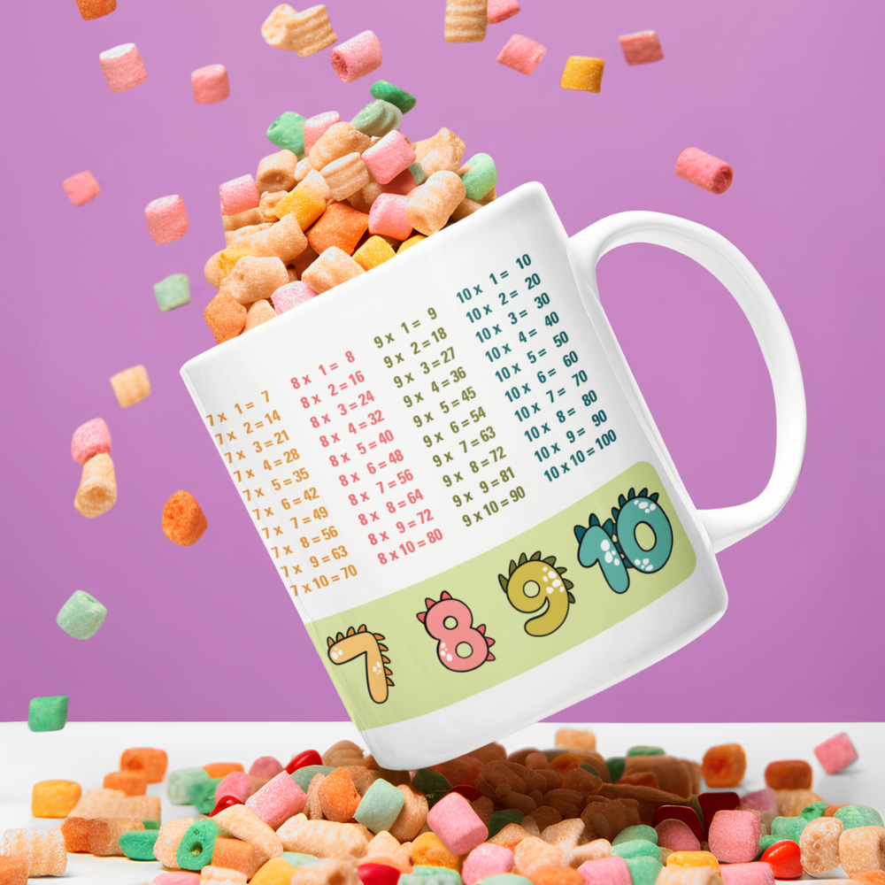 Lerntasse Mathe 1x1 Dinosaurier Zahlen Tasse Lernhilfe Schulkind Junge Mädchen
