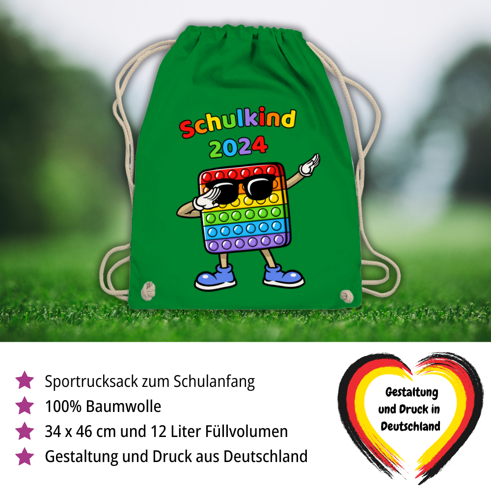 Sportbeutel Schule Pop-It Schulkind 2024 Mädchen Junge Turnbeutel 37x46 cm