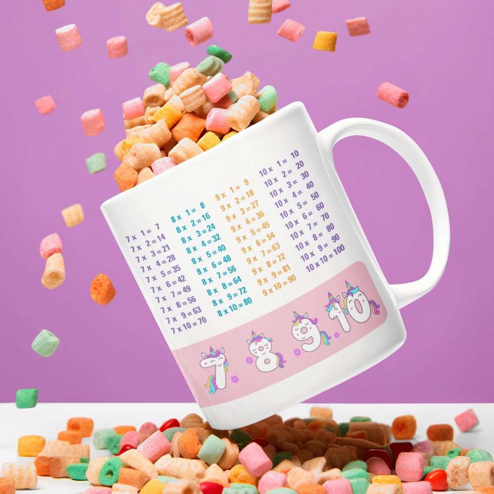 Lerntasse Mathe 1x1 Einhorn Zahlen Tasse Lernhilfe Schulkind Mädchen