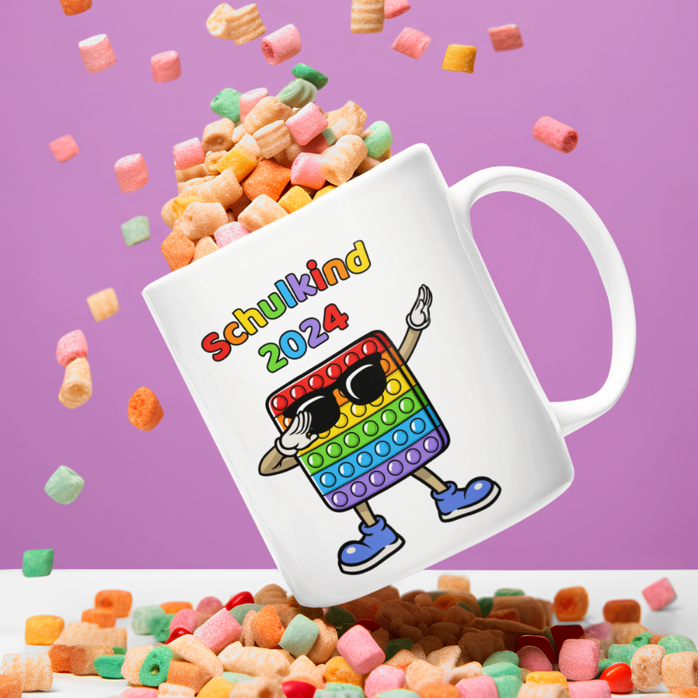 Tasse Schulanfang Pop it Schulkind 2024 Einschulung Junge Mädchen Tasse weiß