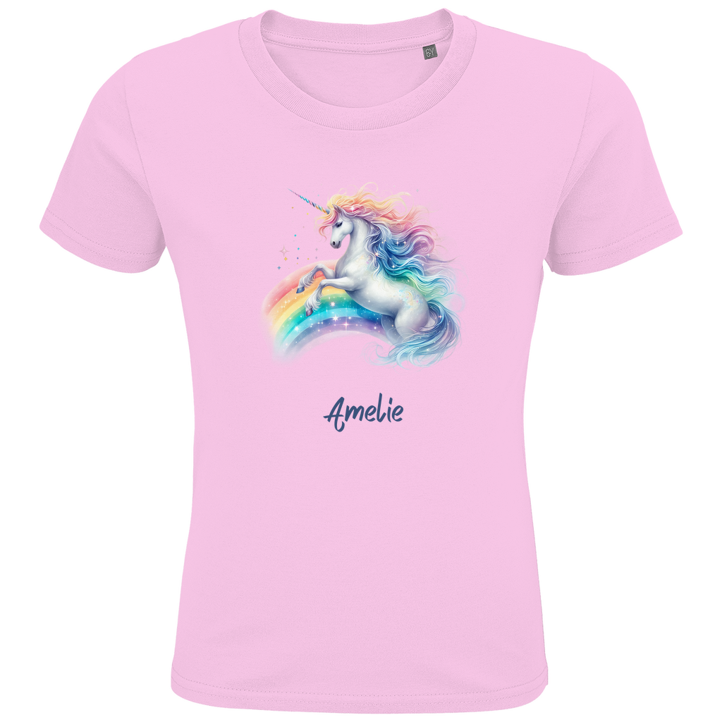 Kids Premium Bio T-Shirt Einhorn personalisiert mit Wunschname Geschenk Geburtstag
