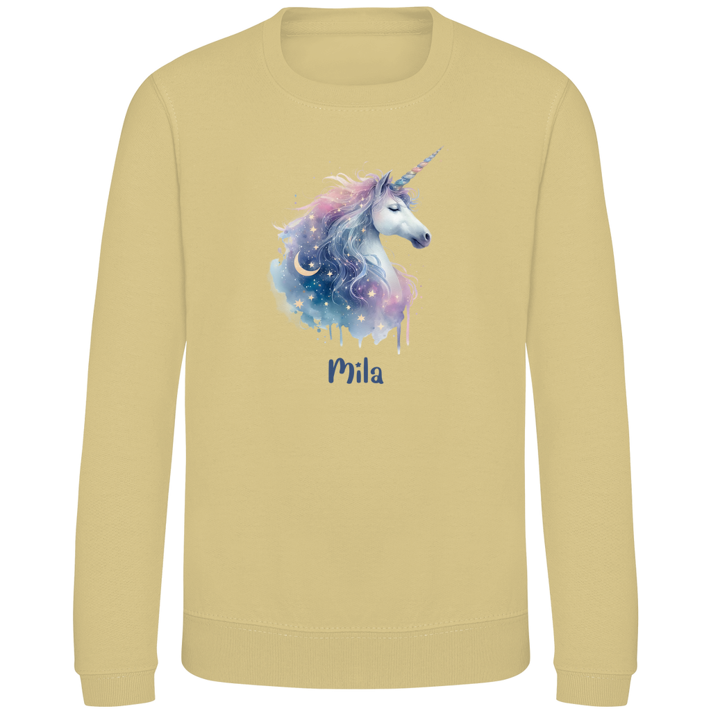 Kinder Sweatshirt Einhorn personalisiert mit Wunschname Geschenk Geburtstag