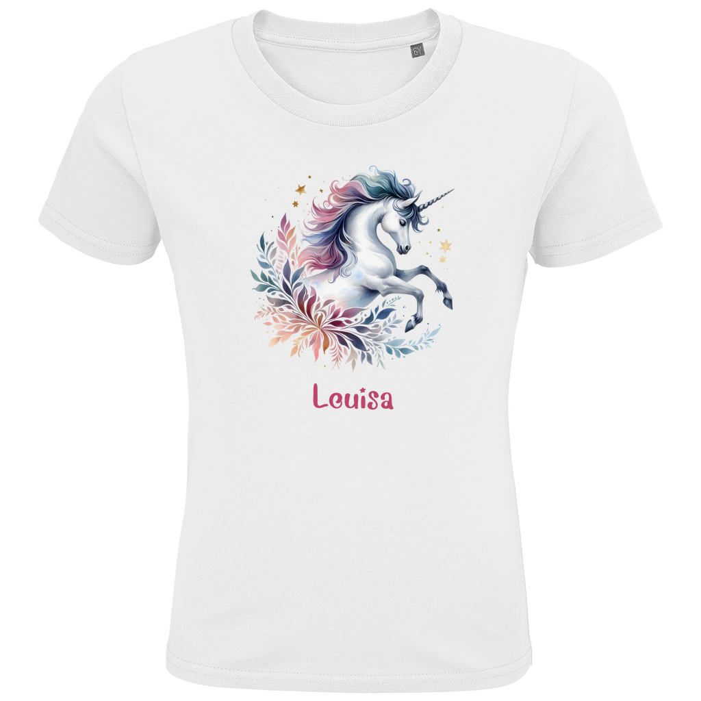 Kids Premium Bio T-Shirt Einhorn personalisiert mit Wunschname Geschenk Geburtstag