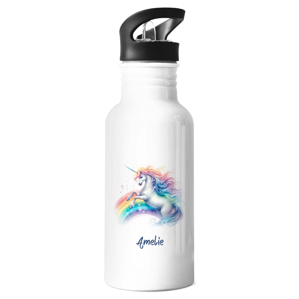 Edelstahl Trinkflasche Einhorn personalisiert mit Wunschname Geschenk Geburtstag