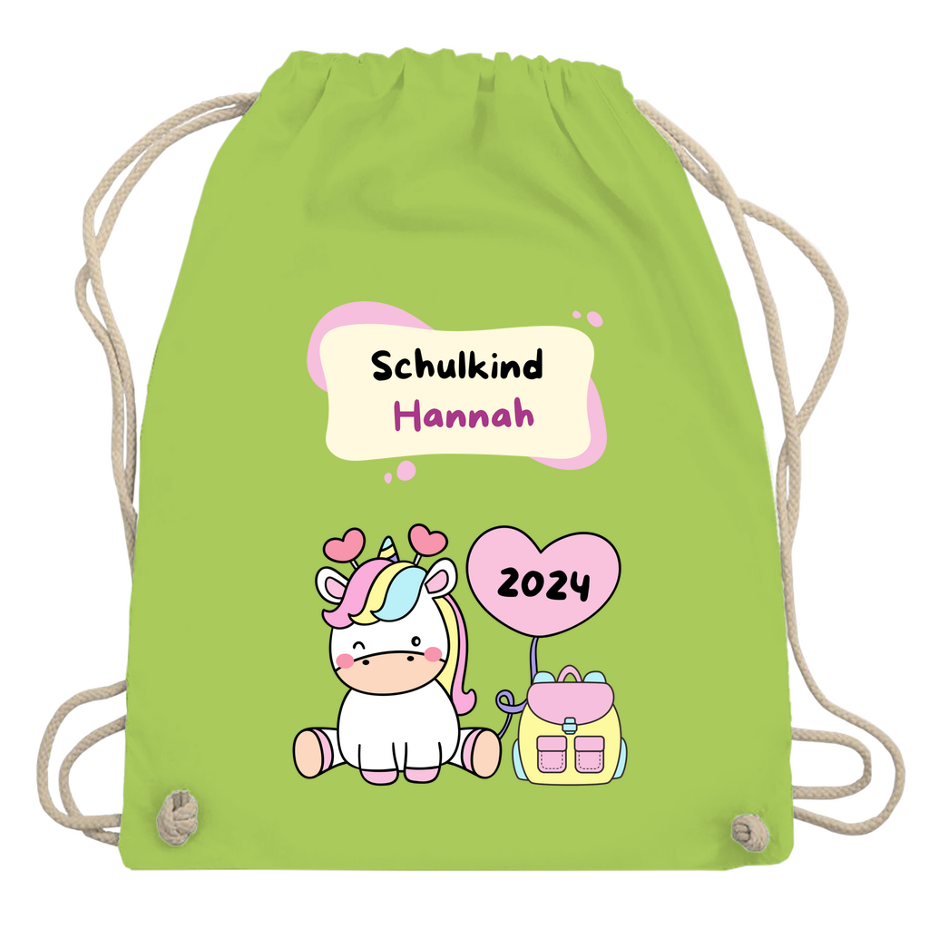 Sportbeutel Schule personalisiert Einhorn Mädchen Turnbeutel 37x46 cm