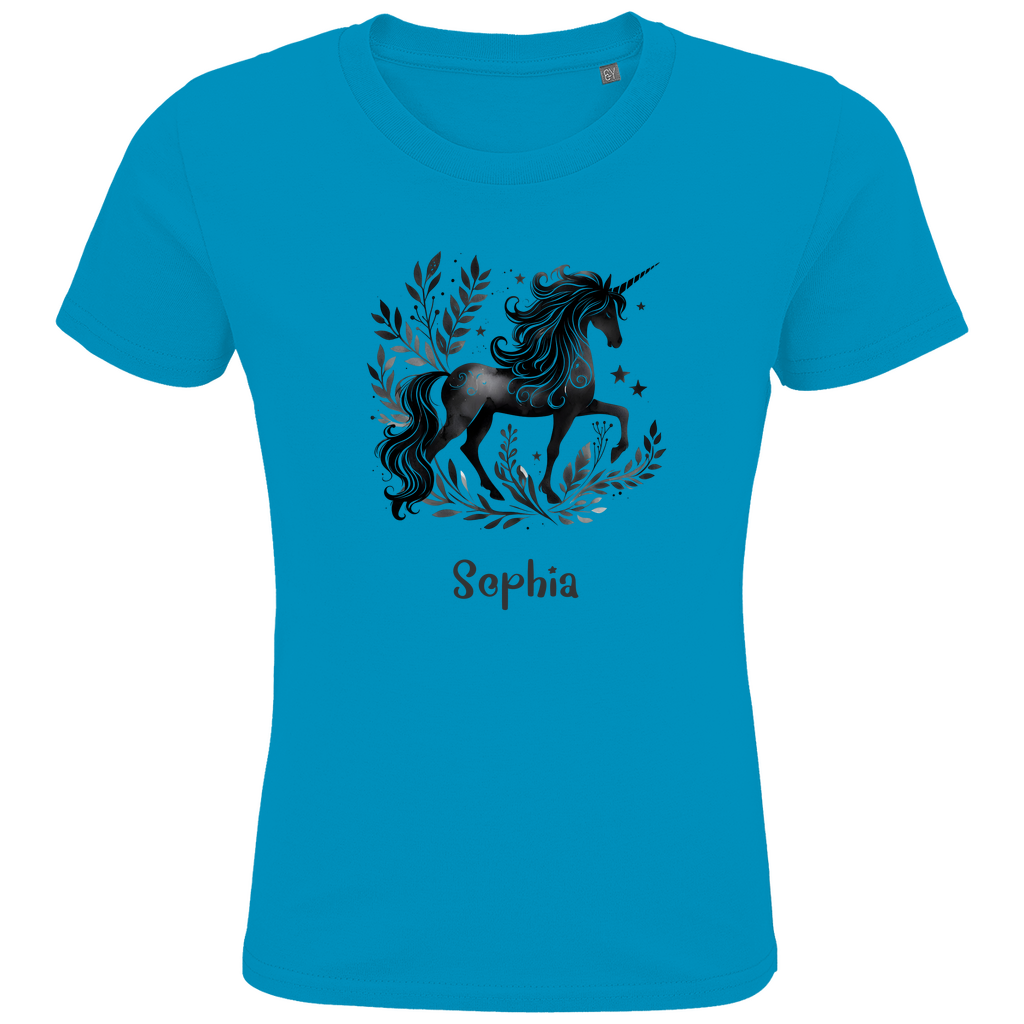 Kids Premium Bio T-Shirt Einhorn personalisiert mit Wunschname Geschenk Geburtstag