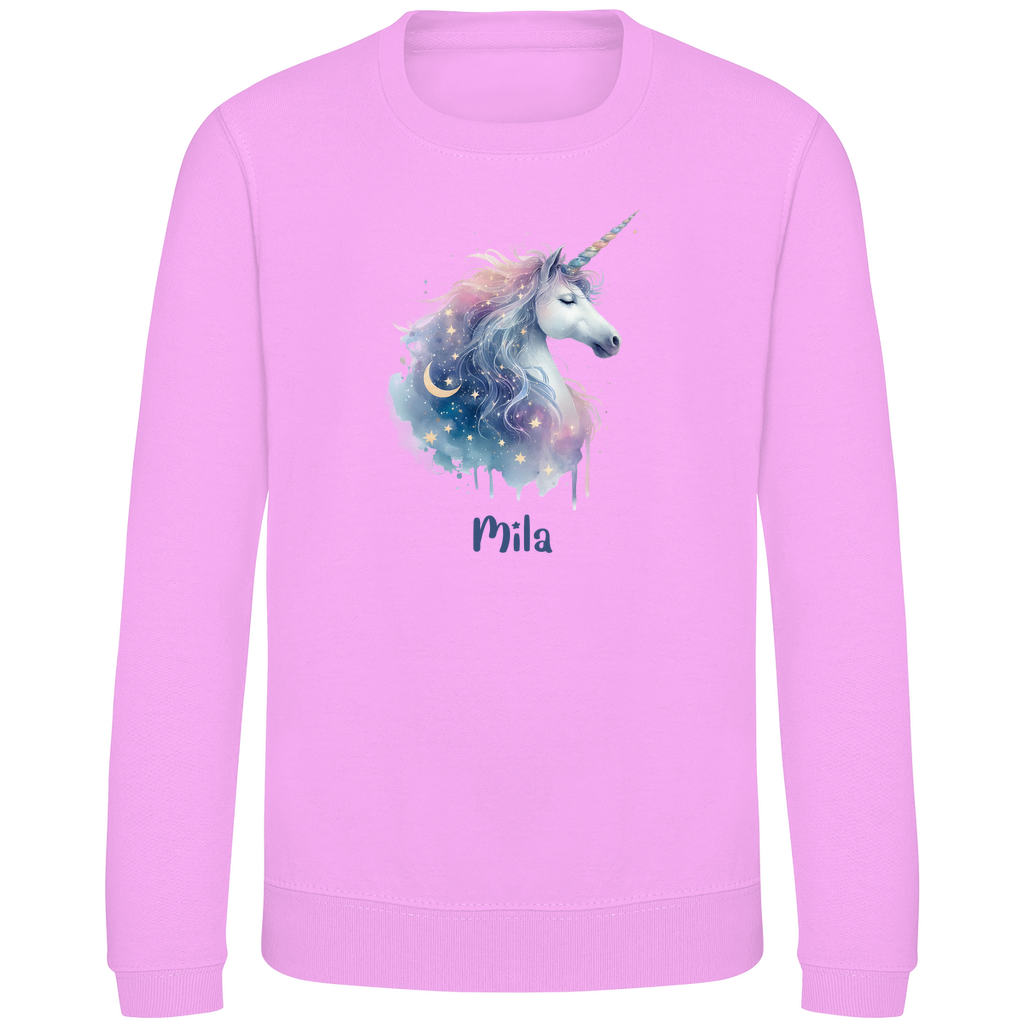 Kinder Sweatshirt Einhorn personalisiert mit Wunschname Geschenk Geburtstag