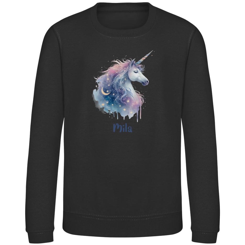 Kinder Sweatshirt Einhorn personalisiert mit Wunschname Geschenk Geburtstag
