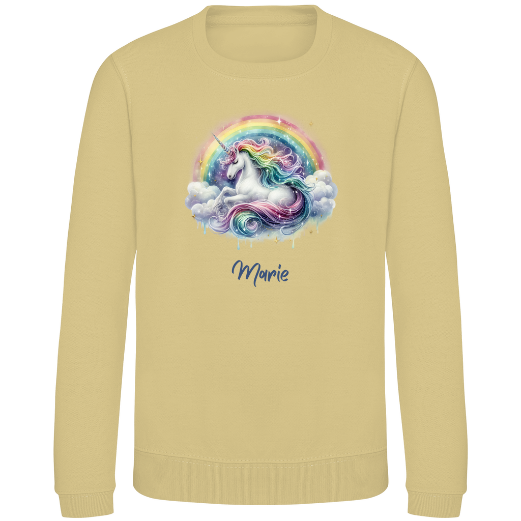 Kinder Sweatshirt Einhorn personalisiert mit Wunschname Geschenk Geburtstag