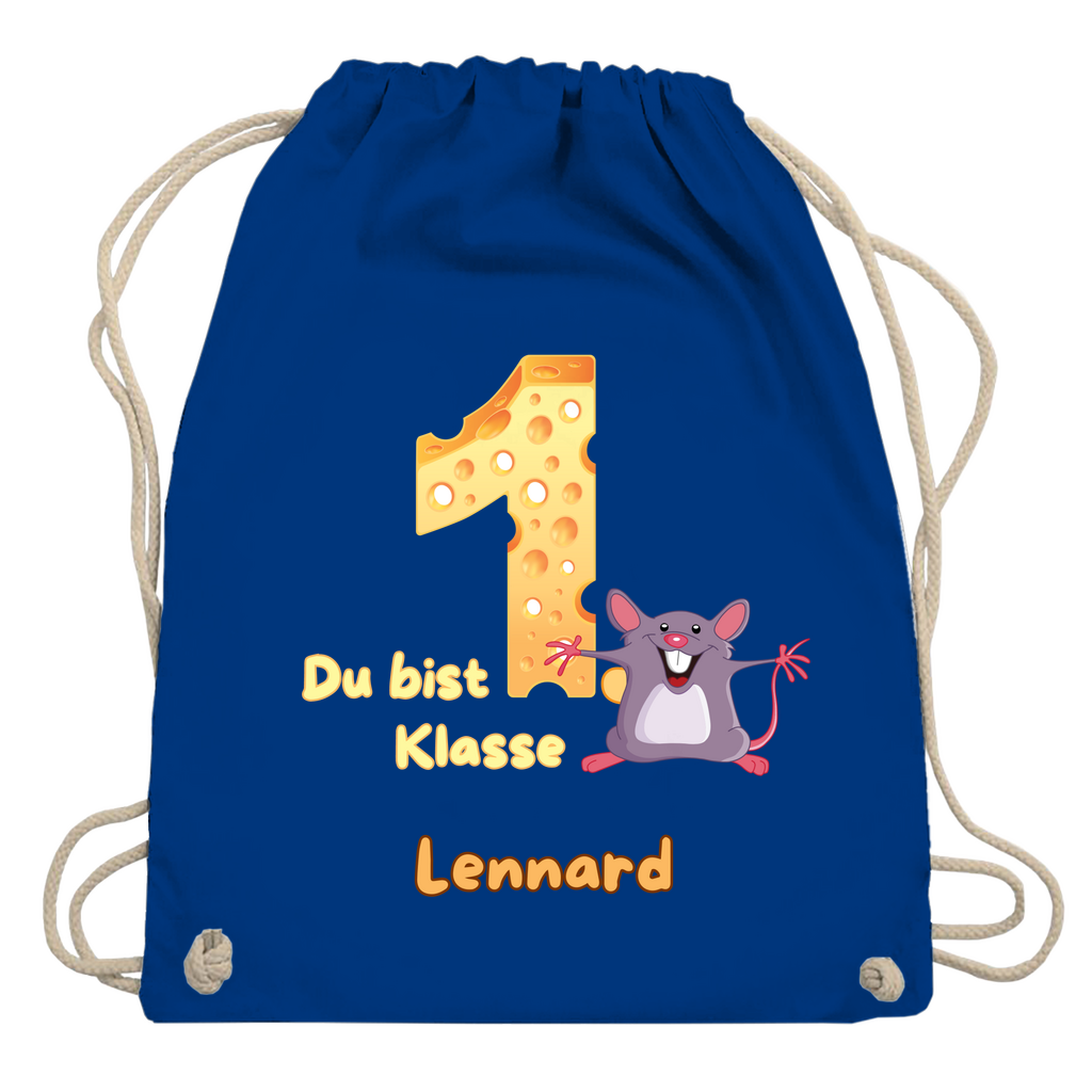 Sportbeutel Schule personalisiert Maus Mädchen Junge Turnbeutel 37x46 cm