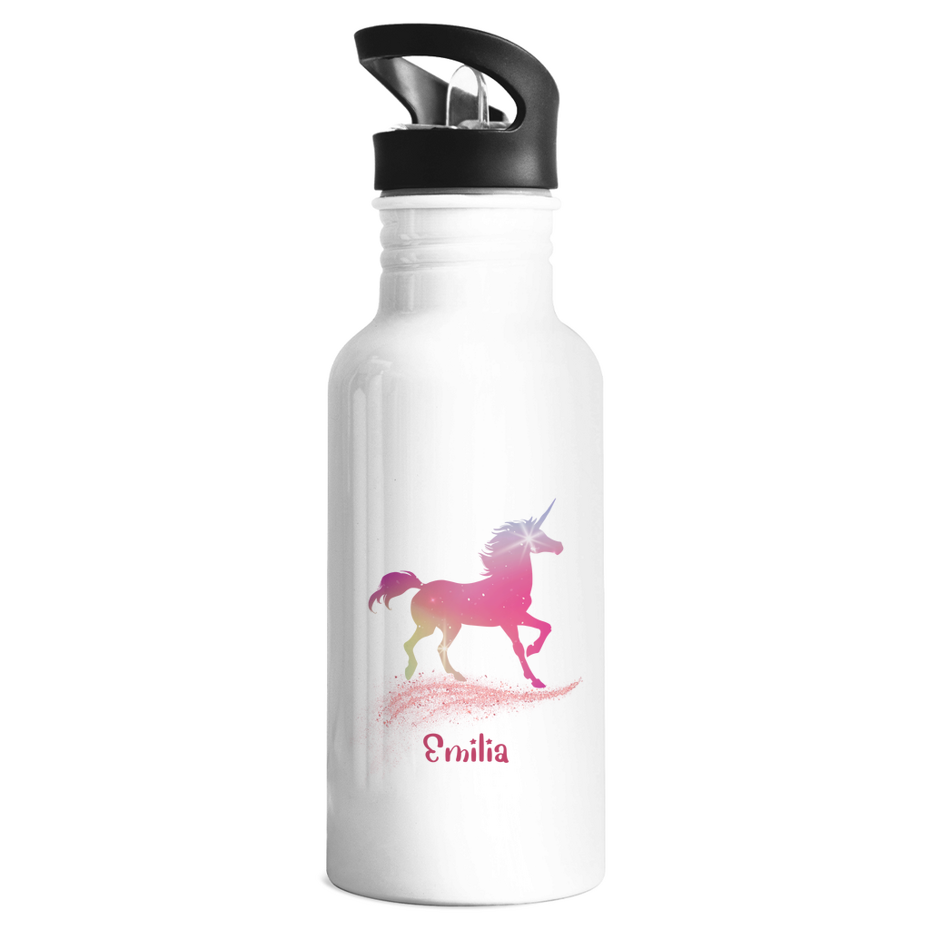 Edelstahl Trinkflasche Einhorn personalisiert mit Wunschname Geschenk Geburtstag