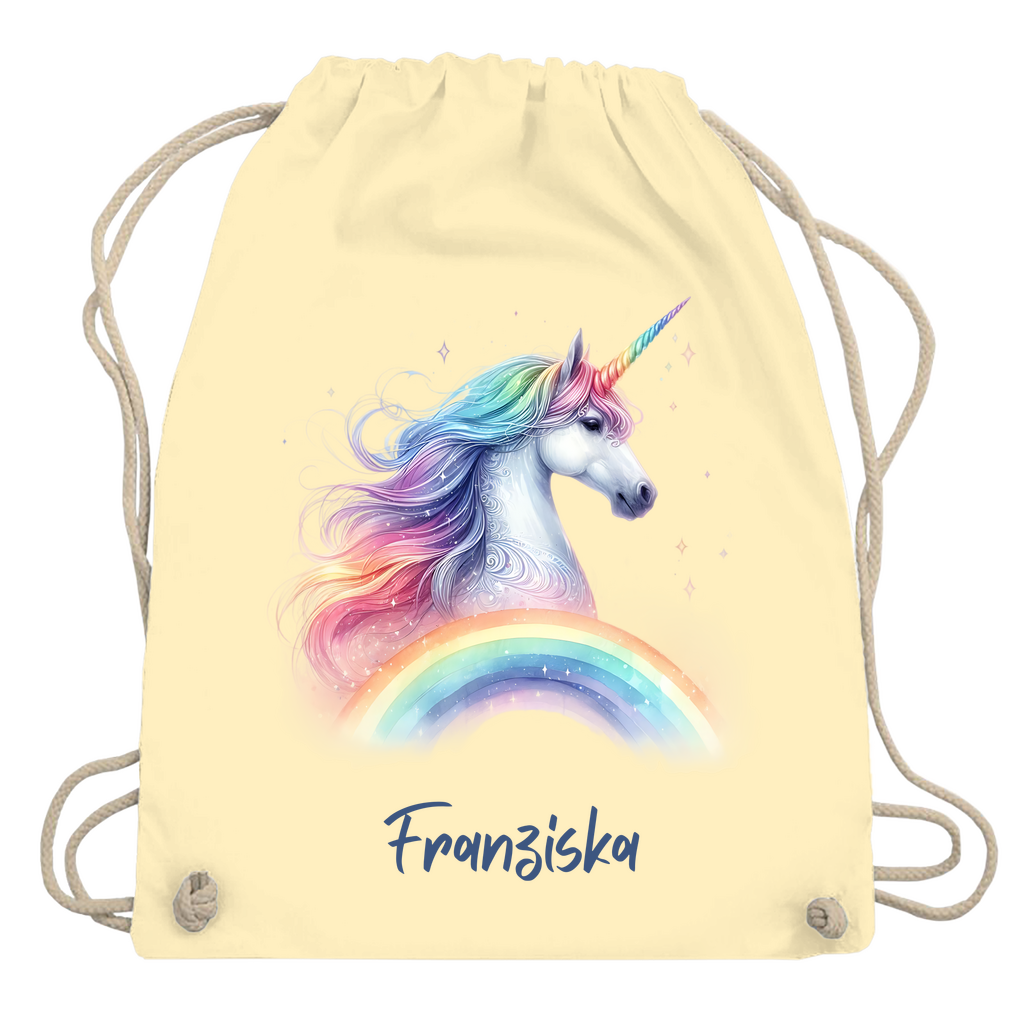Turnbeutel Einhorn personalisiert mit Wunschname Geschenk Geburtstag