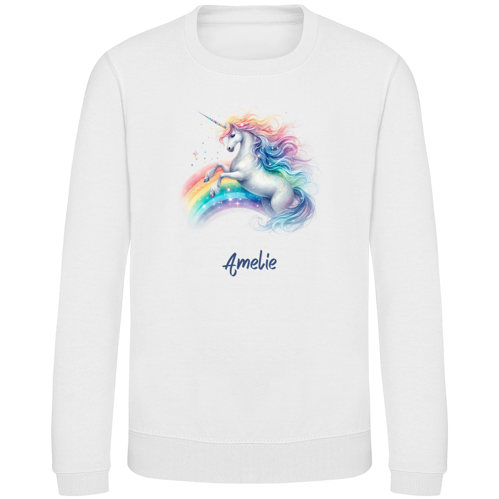 Kinder Sweatshirt Einhorn personalisiert mit Wunschname Geschenk Geburtstag