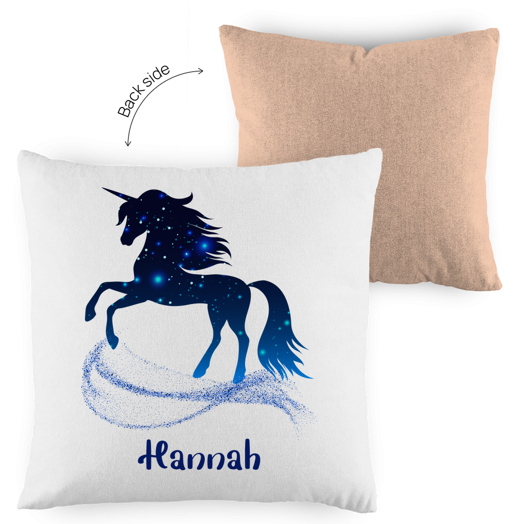 Kopfkissen Einhorn personalisiert mit Wunschname 40x40 cm mit Füllung zweifarbig