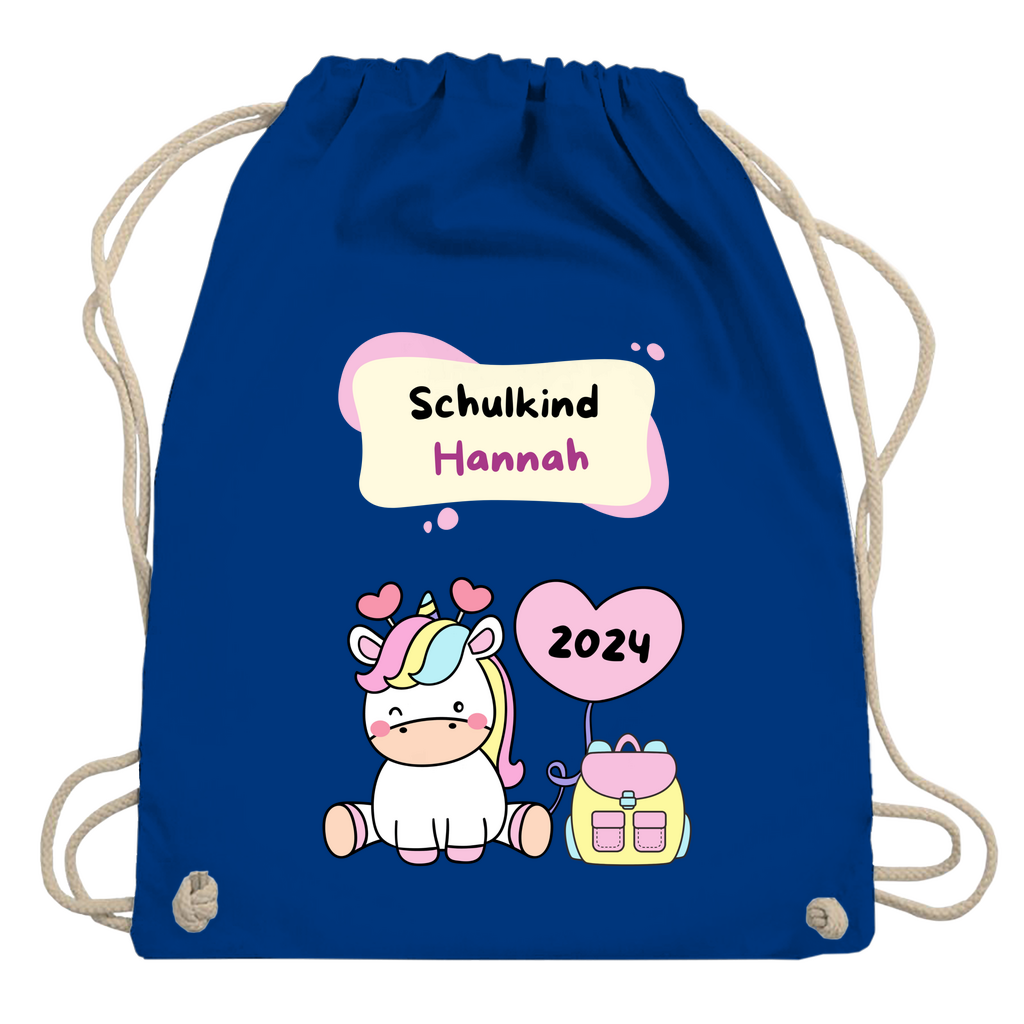 Sportbeutel Schule personalisiert Einhorn Mädchen Turnbeutel 37x46 cm