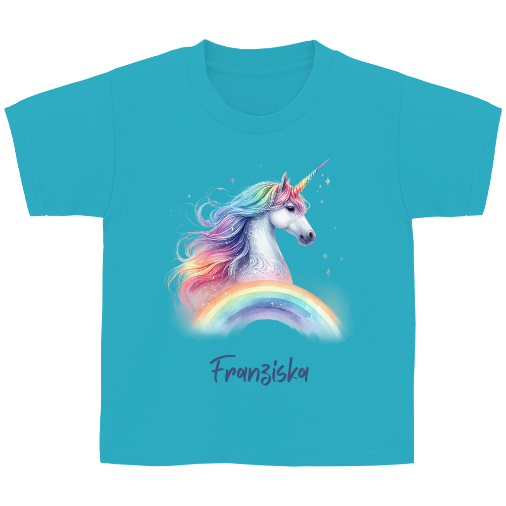 Kinder Basic T-Shirt Einhorn personalisiert mit Wunschname Geschenk Geburtstag