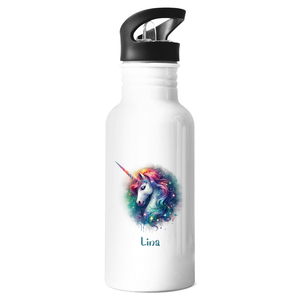 Edelstahl Trinkflasche Einhorn personalisiert mit Wunschname Geschenk Geburtstag
