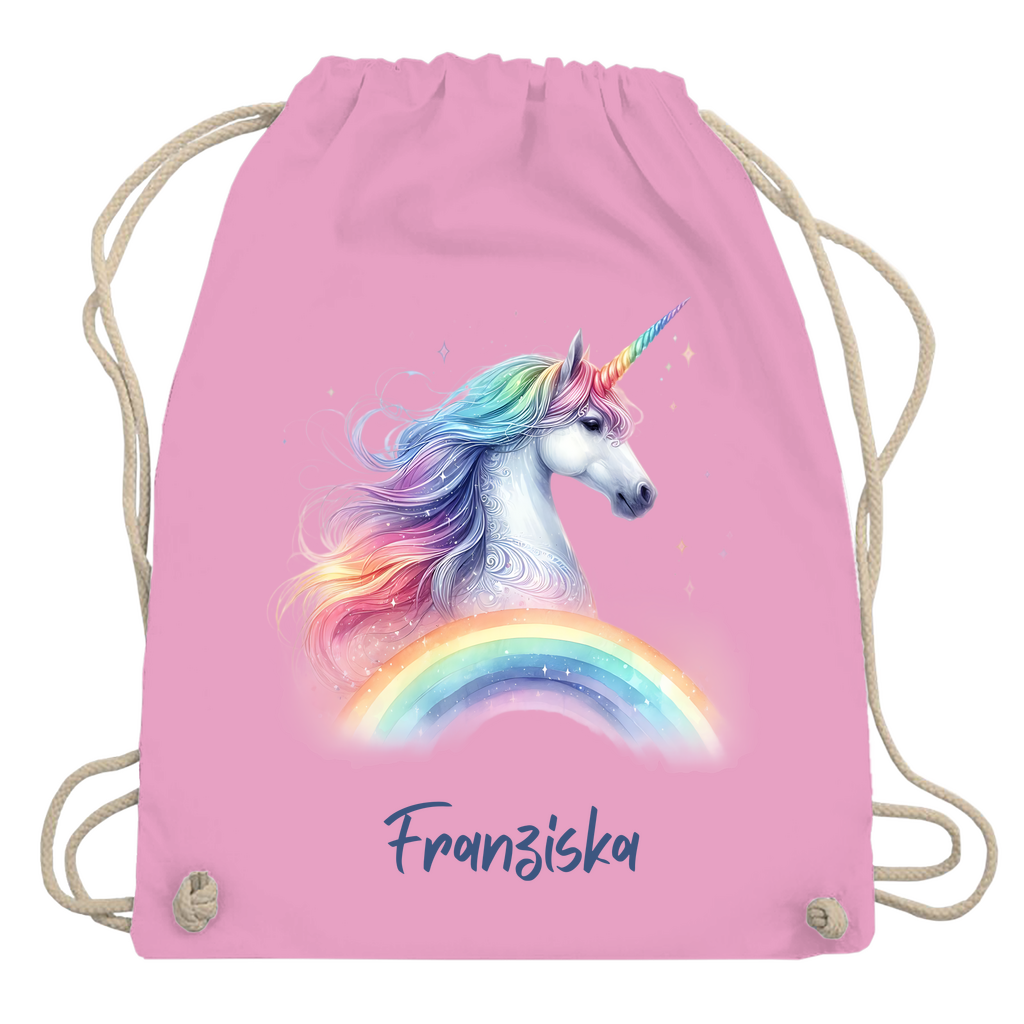 Turnbeutel Einhorn personalisiert mit Wunschname Geschenk Geburtstag