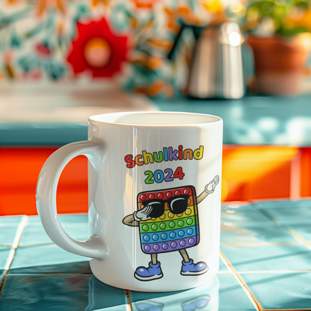 Tasse Schulanfang Pop it Schulkind 2024 Einschulung Junge Mädchen Tasse weiß