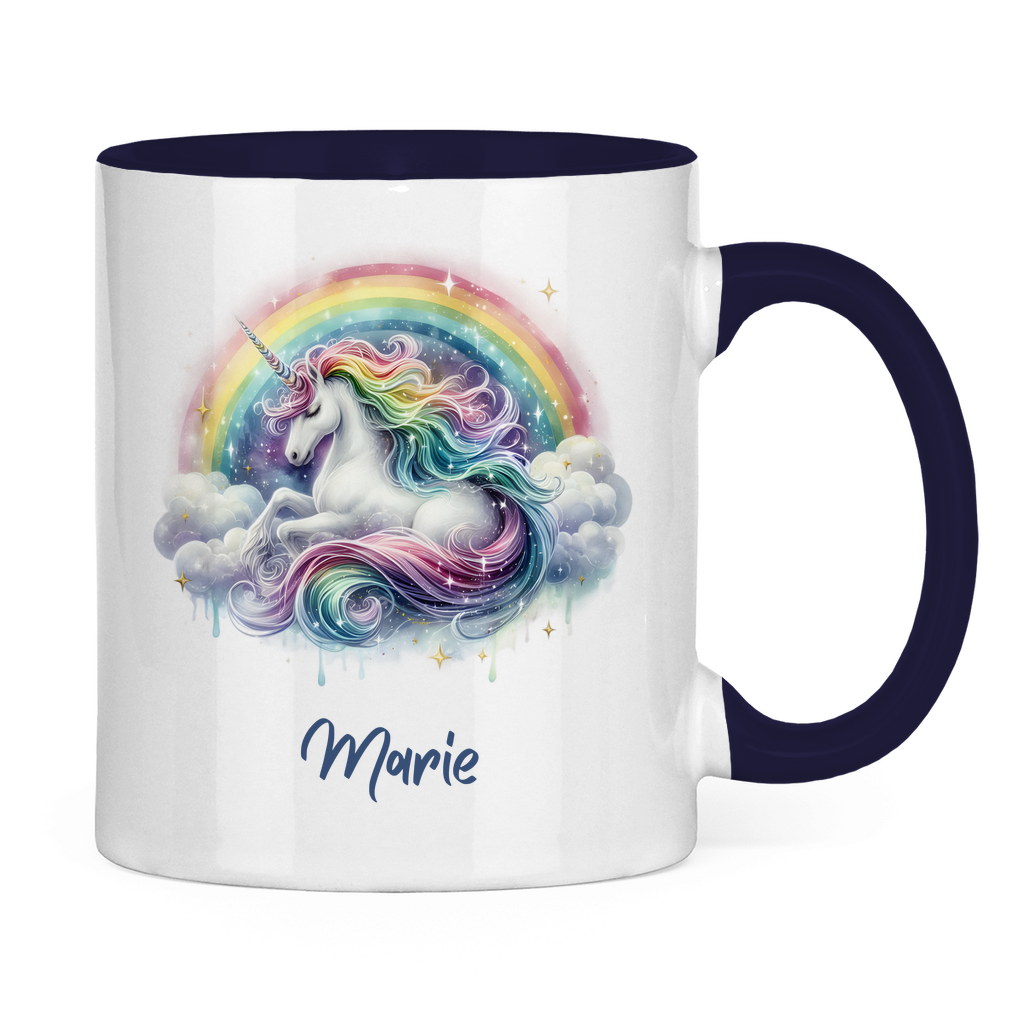 Tasse zweifarbig Einhorn personalisiert mit Wunschname Geschenk Geburtstag