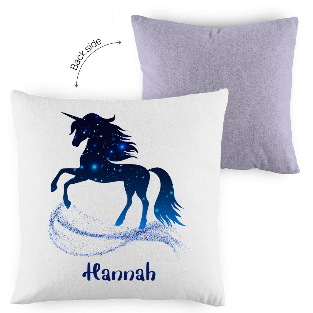 Kopfkissen Einhorn personalisiert mit Wunschname 40x40 cm mit Füllung zweifarbig