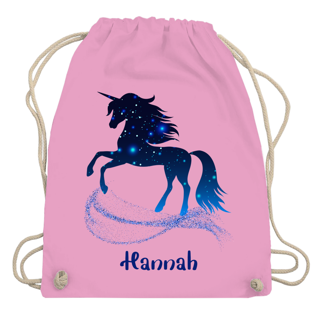 Turnbeutel Einhorn personalisiert mit Wunschname Geschenk Geburtstag