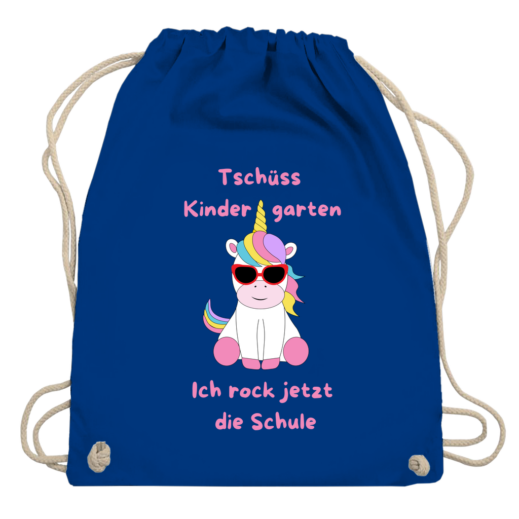 Sportbeutel Schule Einhorn Tschüss Kindergarten Mädchen Turnbeutel 37x46 cm