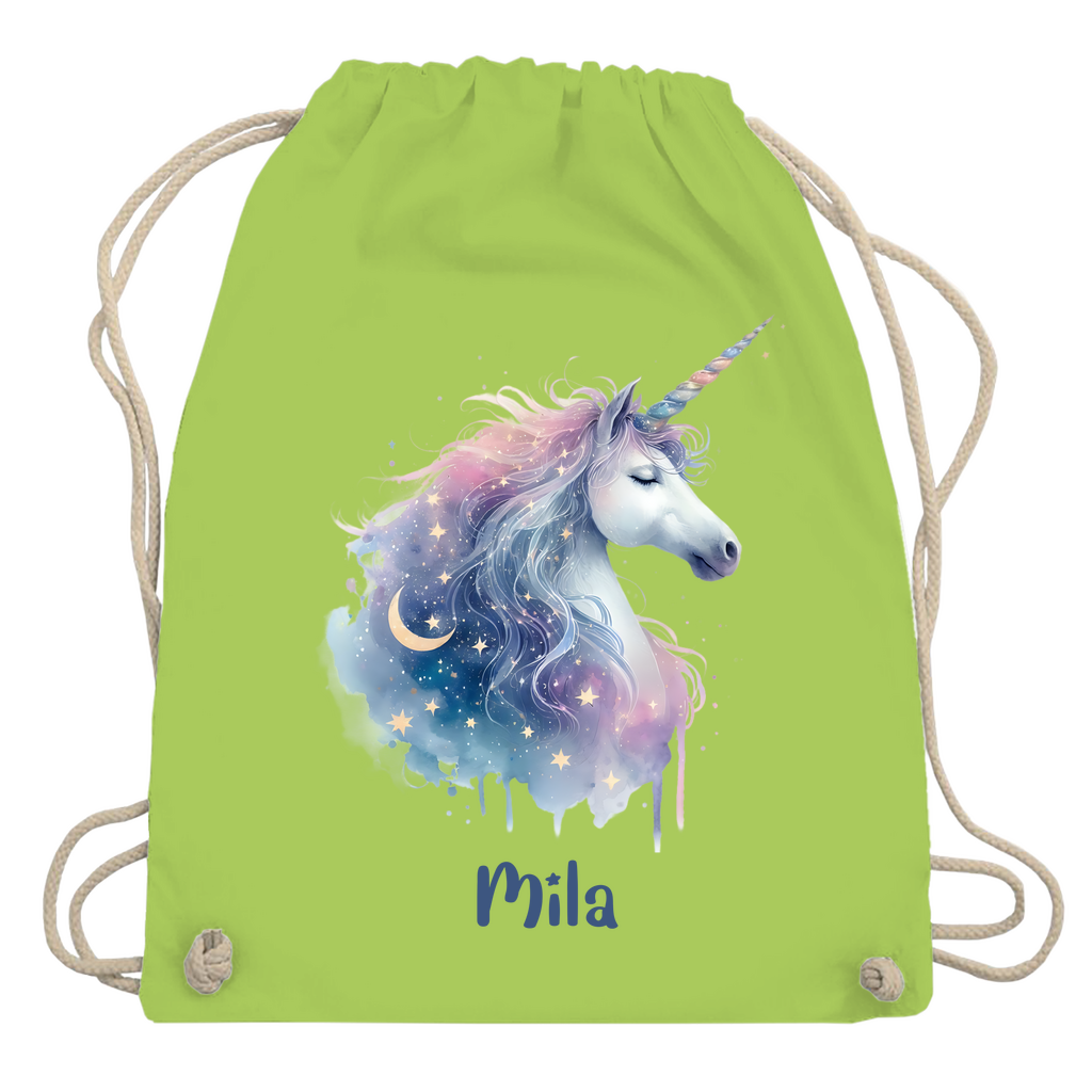 Turnbeutel Einhorn personalisiert mit Wunschname Geschenk Geburtstag