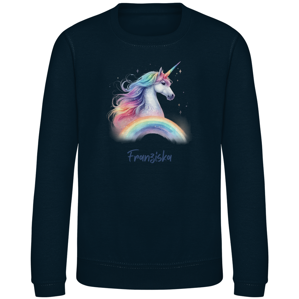 Kinder Sweatshirt Einhorn personalisiert mit Wunschname Geschenk Geburtstag