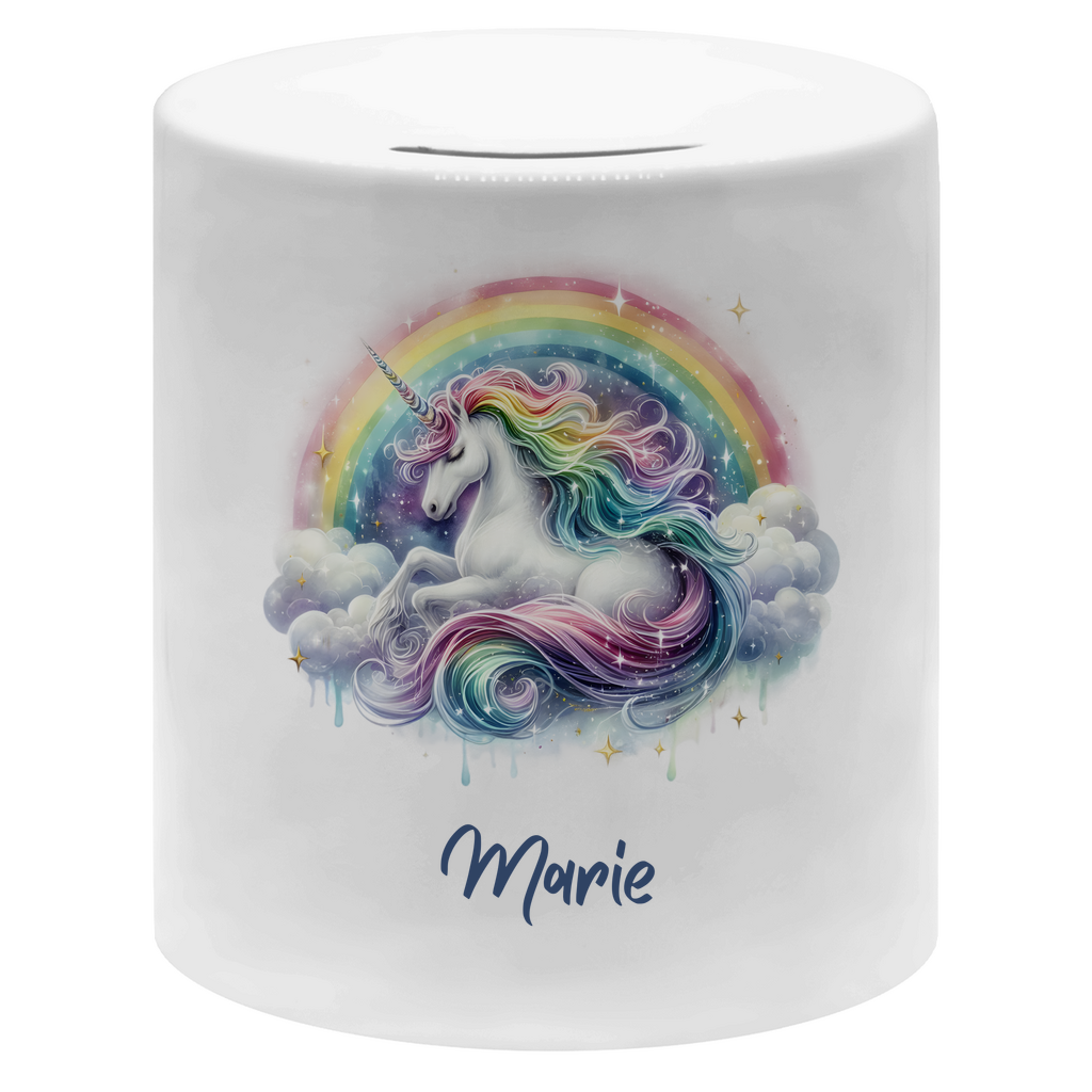 Spardose für Kinder Einhorn personalisiert mit Wunschname Geschenk Geburtstag