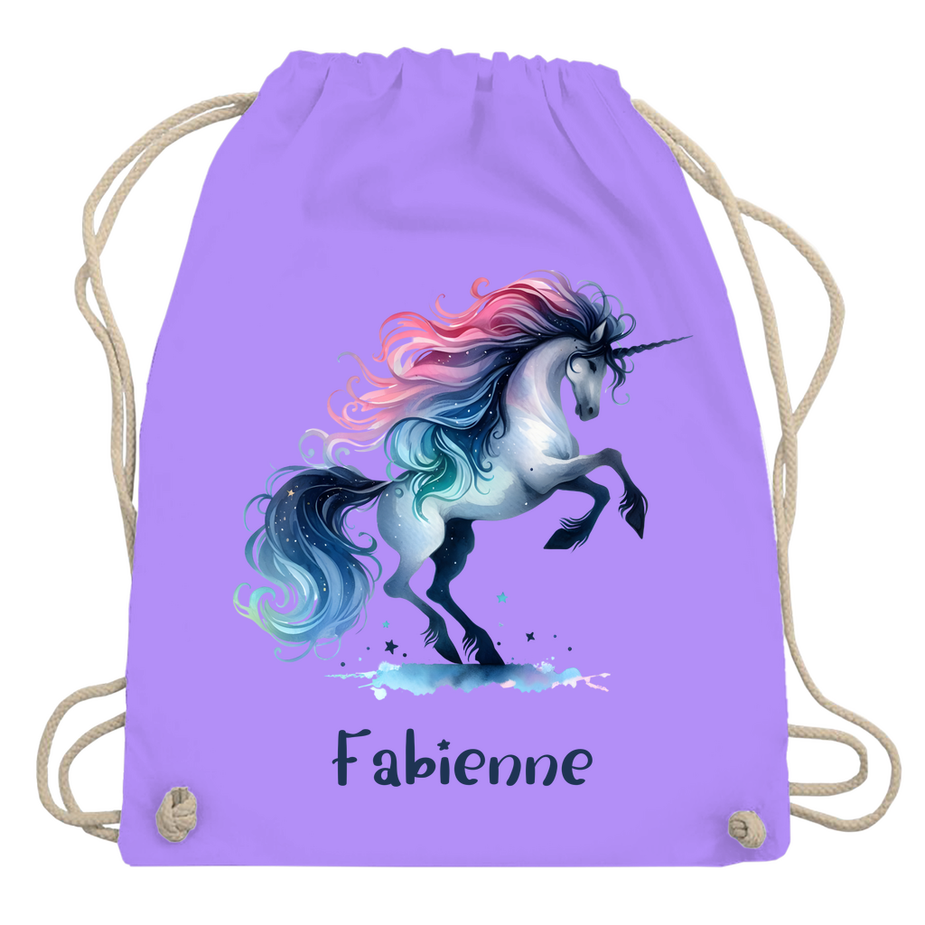 Turnbeutel Einhorn personalisiert mit Wunschname Geschenk Geburtstag
