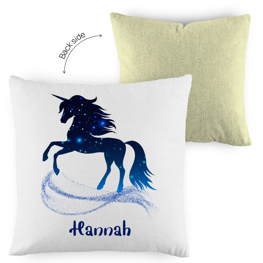 Kopfkissen Einhorn personalisiert mit Wunschname 40x40 cm mit Füllung zweifarbig